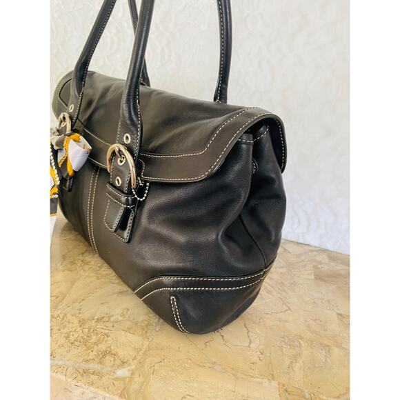 Vtg Coach SOHO black Leather satchel Shoulder bag HandBag 9636 - Picture 5 of 11